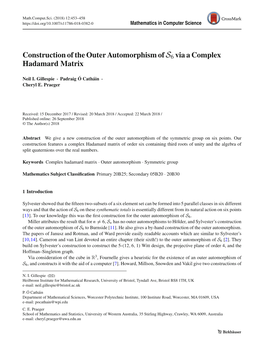 Construction of the Outer Automorphism of Via a Complex