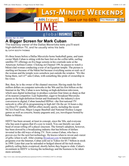 A Bigger Screen for Mark Cuban 5/20/04 11:33 AM