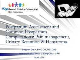 Washington Hospital Postpartum 4-2018.Pdf