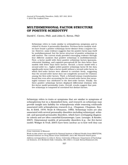 Multidimensional Factor Structure of Positive Schizotypy