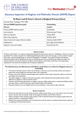 Statutory Inspection of Anglican and Methodist Schools (SIAMS) Report