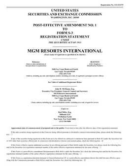 MGM RESORTS INTERNATIONAL (Exact Name of Registrant As Specified in Its Charter)