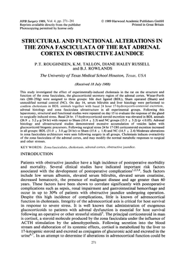 Structural and Functional Alterations in the Zona Fasciculata of the Rat Adrenal Cortex in Obstructive Jaundice