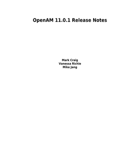 Openam 11.0.1 Release Notes