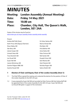 London Assembly Minutes