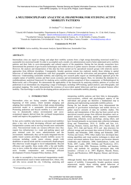 A Multidisciplinary Analytical Framework for Studying Active Mobility Patterns