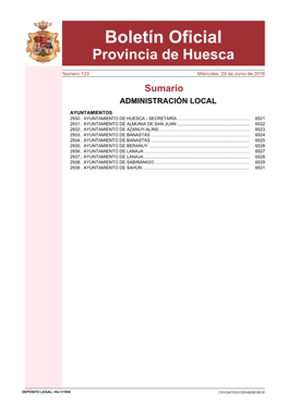 Boletín Oficial Provincia De Huesca