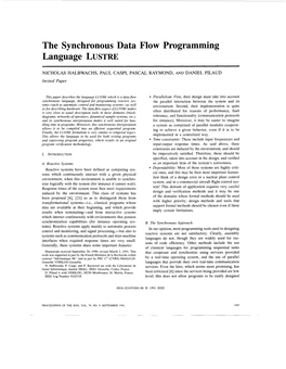 The Synchronous Data Flow Programming Language LUSTRE