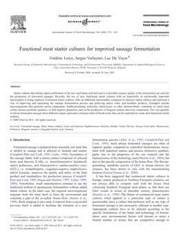 Functional Meat Starter Cultures for Improved Sausage Fermentation