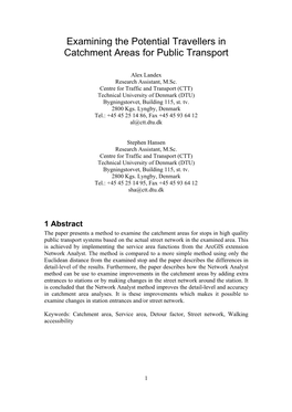 Examining the Potential Travellers in Catchment Areas for Public Transport