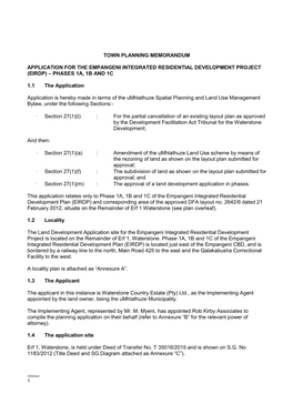 Town Planning Memorandum Application