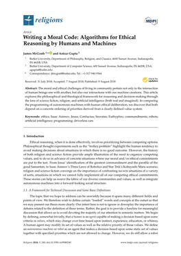 Writing a Moral Code: Algorithms for Ethical Reasoning by Humans and Machines