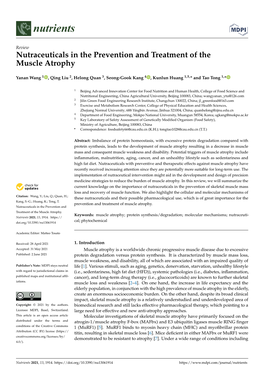 Nutraceuticals in the Prevention and Treatment of the Muscle Atrophy