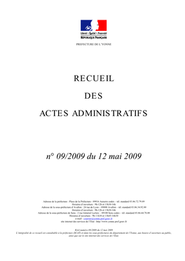 Recueil Des Actes Administratifs N° 09/2009 Du 12 Mai2009 3