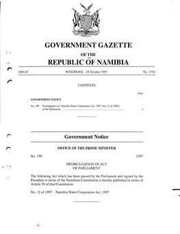 GOVERNMENT GAZETTE REPUBLIC Ofl NAMIBIA