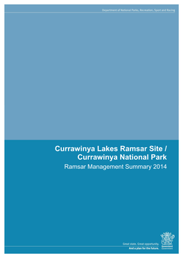 Currawinya Lakes Ramsar Site / Currawinya National Park Ramsar Management Summary 2014