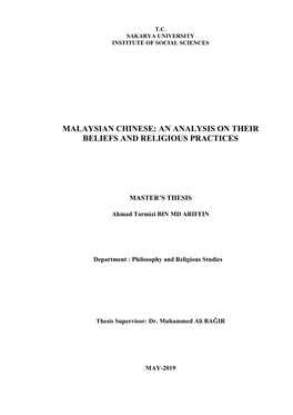 Malaysian Chinese: an Analysis on Their Beliefs and Religious Practices