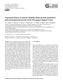 Vegetation History of Central Chukotka Deduced from Permafrost Paleoenvironmental Records of the El'gygytgyn Impact Crater