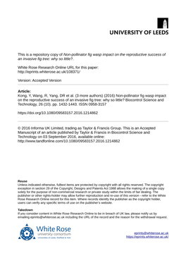 Non-Pollinator Fig Wasp Impact on the Reproductive Success of an Invasive Fig Tree: Why So Little?