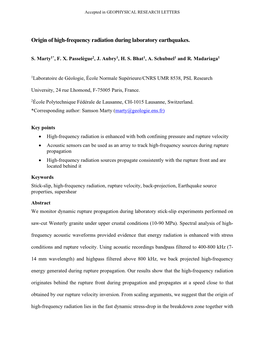 Origin of High-Frequency Radiation During Laboratory Earthquakes