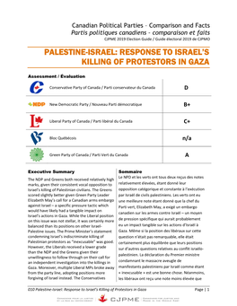 Canadian Political Parties – Comparison and Facts Partis Politiques Canadiens – Comparaison Et Faits CJPME 2019 Election Guide / Guide Électoral 2019 De CJPMO