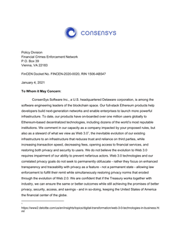 Consensys Fincen Comment Final 1-4-20