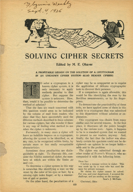 Solving Cipher Secrets