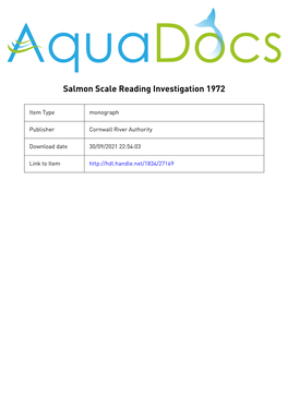 CORNWALL RIVER AUTHORITY SALMON SCALE READING INVESTIGATION 1972 St Johns. Launceston Cornwall