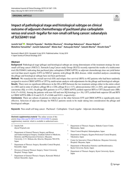 Impact of Pathological Stage and Histological Subtype on Clinical