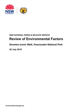 Review of Environmental Factors Snowies Iconic Walk, Kosciuszko National Park