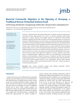 Bacterial Community Migration in the Ripening of Doenjang, a Traditional