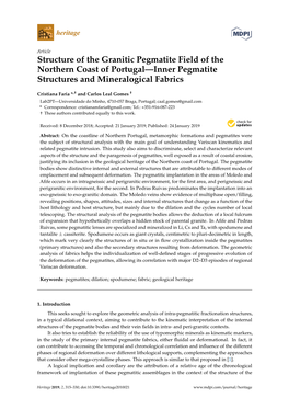 Structure of the Granitic Pegmatite Field of the Northern Coast of Portugal—Inner Pegmatite Structures and Mineralogical Fabrics