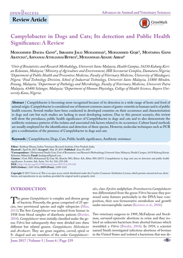 Review Article Campylobacter in Dogs and Cats