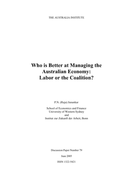 Who Is Better at Managing the Australian Economy: Labor Or the Coalition?