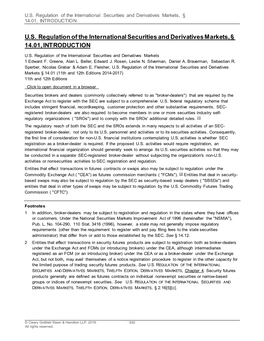 U.S. Regulation of the International Securities and Derivatives Markets, § 14.01, INTRODUCTION