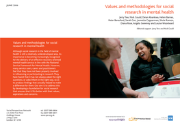 Values and Methodologies for Social Research in Mental Health