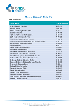 Glooko Diasend® Clinic Ids New South Wales