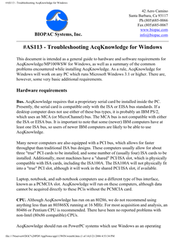 AS113 - Troubleshooting Acqknowledge for Windows