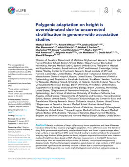 Polygenic Adaptation on Height Is Overestimated Due to Uncorrected