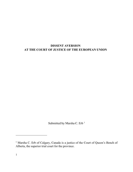 Dissent Aversion at the Court of Justice of the European Union