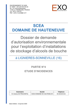 SCEA DOMAINE DE HAUTENEUVE Dossier De Demande D'autorisation