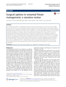 Surgical Options in Oroantral Fistula Management: a Narrative Review