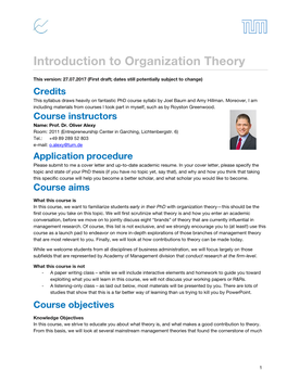 Introduction to Organization Theory
