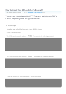 How to Install Free SSL with Let&Rsquo;S Encrypt?