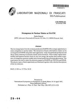 LABORATORI NAZIONALI Dl FRASCATI 29-44