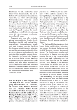 &lt;I&gt;Von Den Welfen Zu Den Staufern. Der Tod Welfs VII. 1167 Und Die Grundlegung Oberschwabens Im Mittelalter&lt;/I&gt;