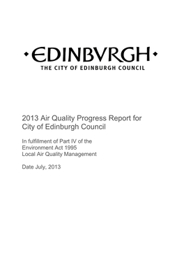 2013 Air Quality Progress Report for City of Edinburgh Council