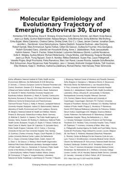 Molecular Epidemiology and Evolutionary Trajectory of Emerging Echovirus 30, Europe Kimberley S.M