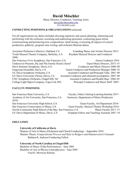 David Möschler – Orchestral Conducting Résumé