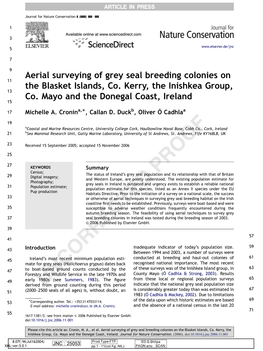 Aerial Surveying of Grey Seal Breeding Colonies on the Blasket Islands, Co
